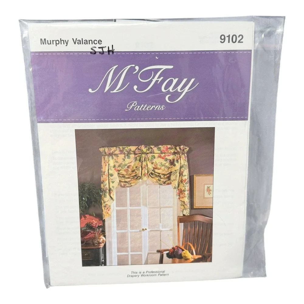 Vintage M'Fay Murphy Valance Pattern 9102 Cut Drapery Sewing Pattern 1990s